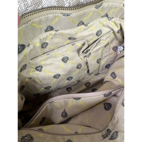 Ed Hardy Fringe Studded Purse Suede Leather Canvas Embroidered Boho Western - Picture 10 of 16